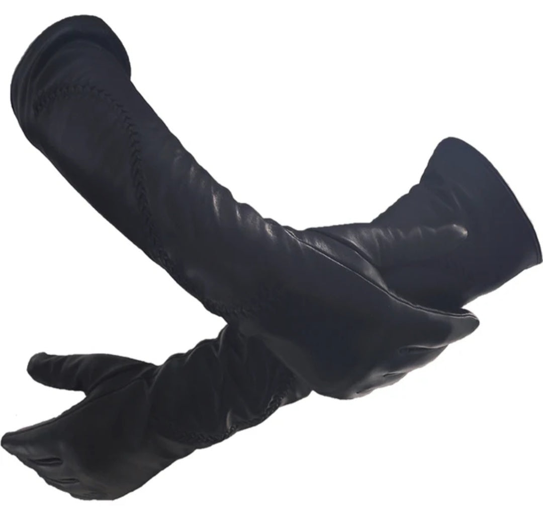 Long Winter Shipskin Leather Gloves For Women