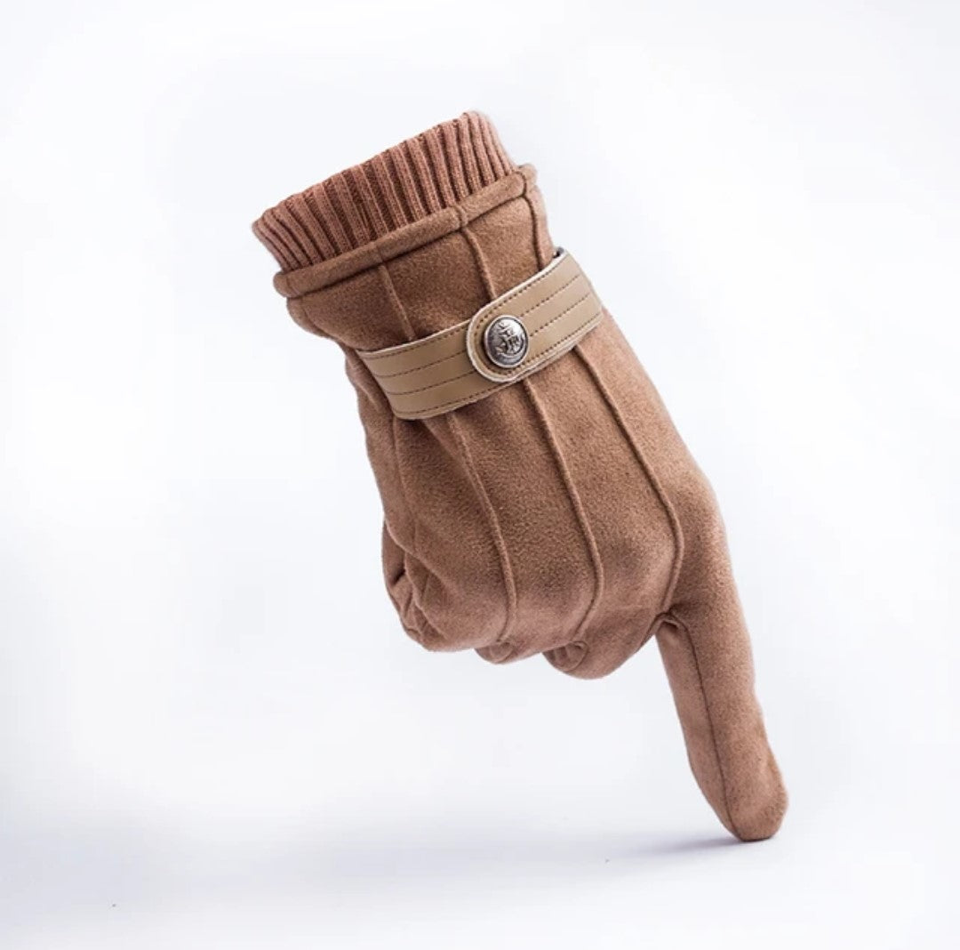 Men fabric gloves brown