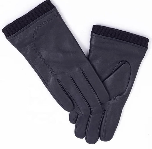 black leather gloves