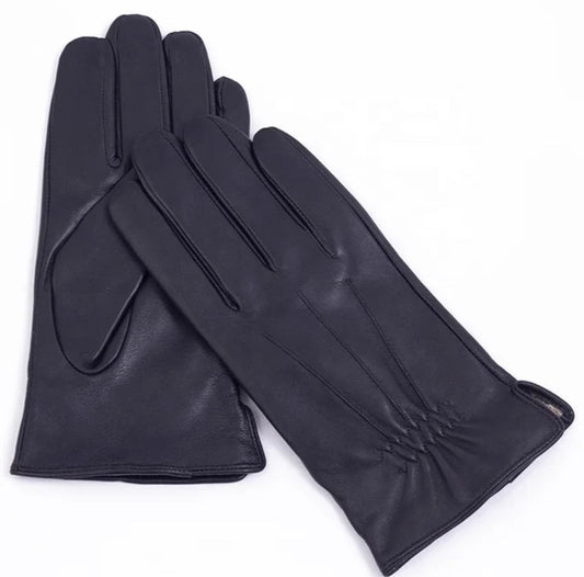 black leather gloves