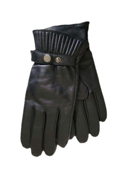 black leather gloves