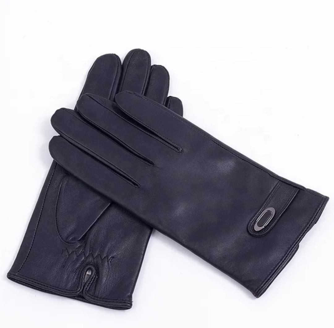 black leather gloves