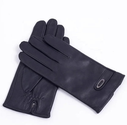 black leather gloves