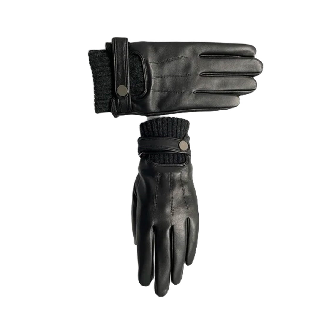 black leather gloves