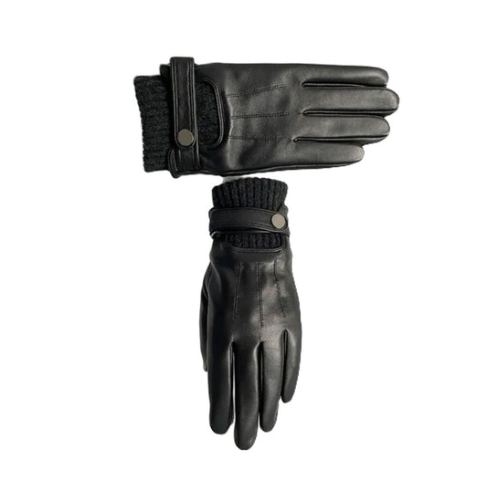 black leather gloves