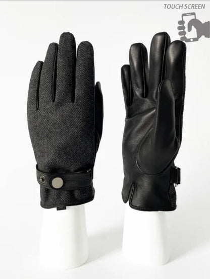 black leather gloves