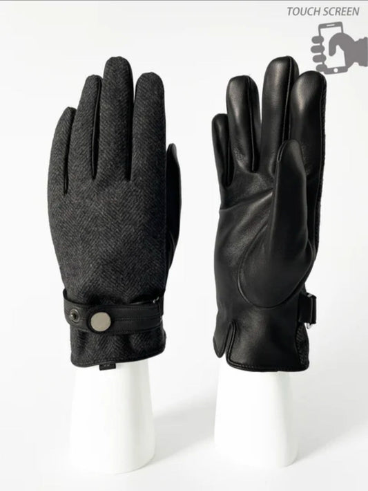 black leather gloves