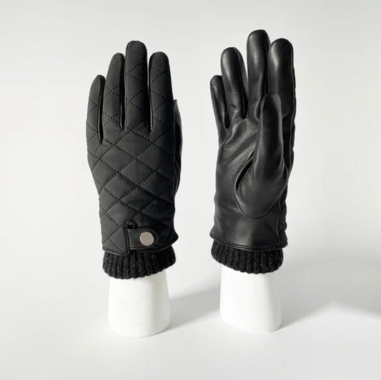 black leather gloves