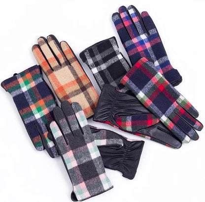 Stylish  Houndstooth Gloves Leather Gloves for Women